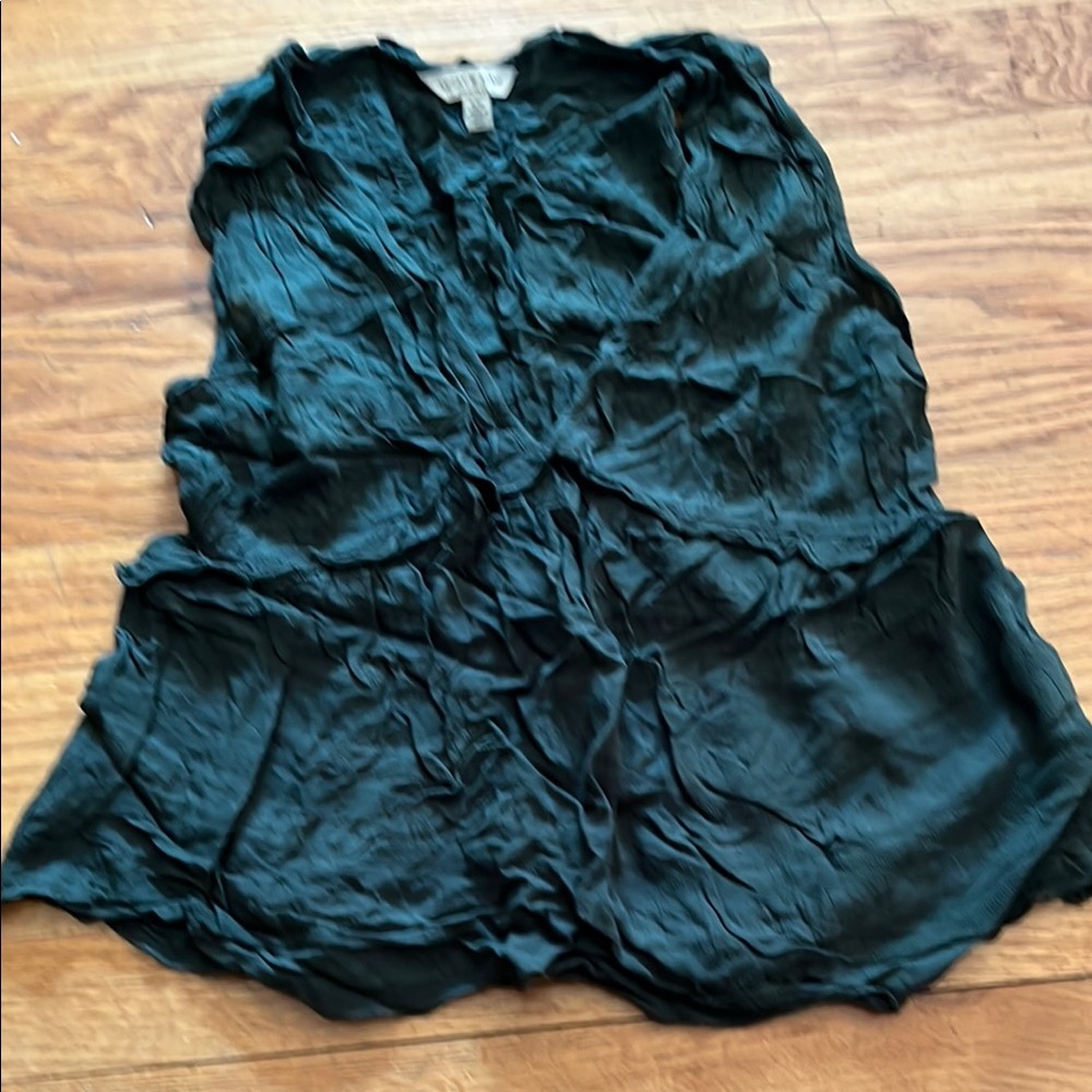 Lucky Brand Green Ruched Tie Front Blouse